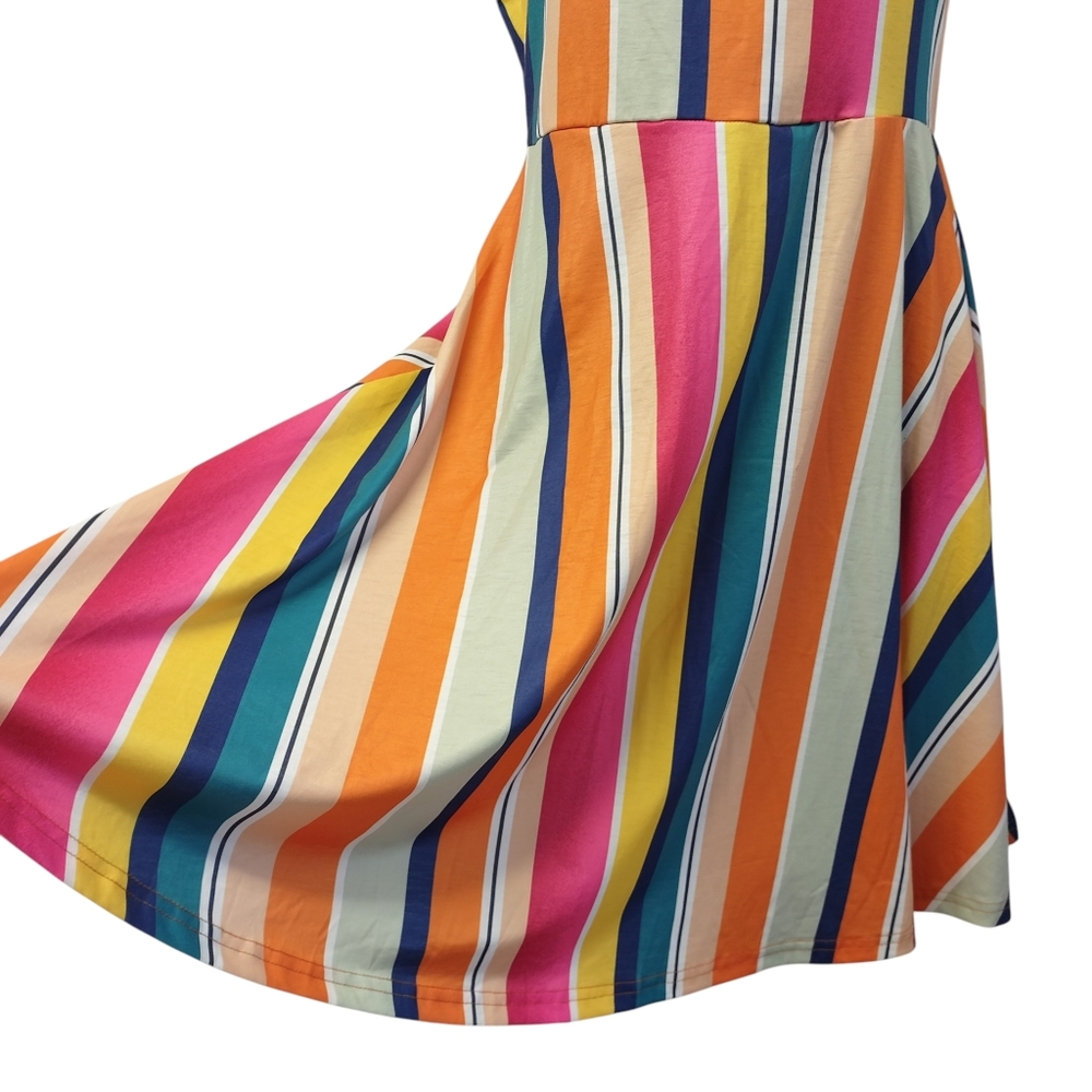OE Ouges Women's Multi Color Stripes Sexy Dress F… - image 6